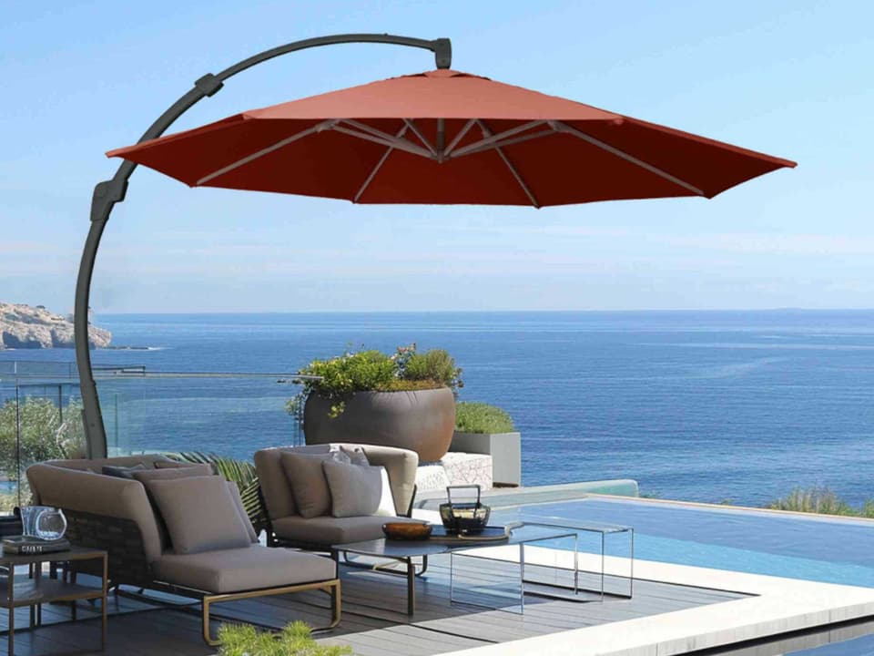 Panama Jack 11.5 Ft Cantilever Sunbrella Terracotta 360 Umbrella w