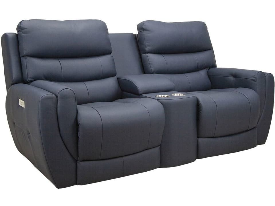 Gavin Leather Upholstery Console Loveseat Power Recliner with Cupholder Power Headrest