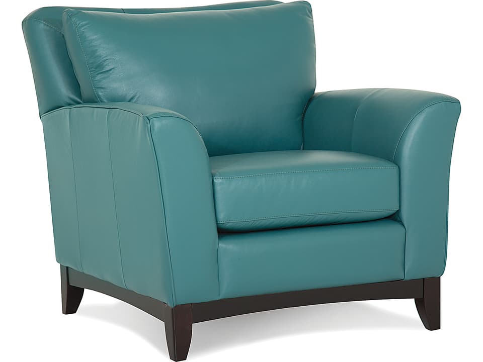 India Upholstered Accent Chair with Flared Arms and Wood Base