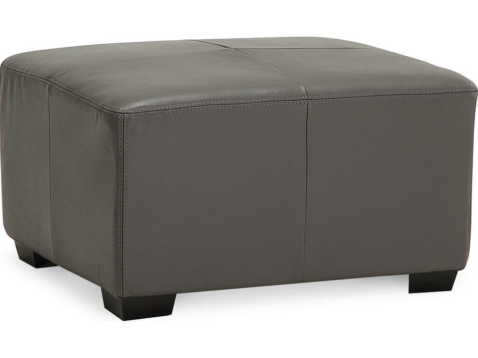 Reed Upholstered Ottoman with Espresso Finish Wood Legs