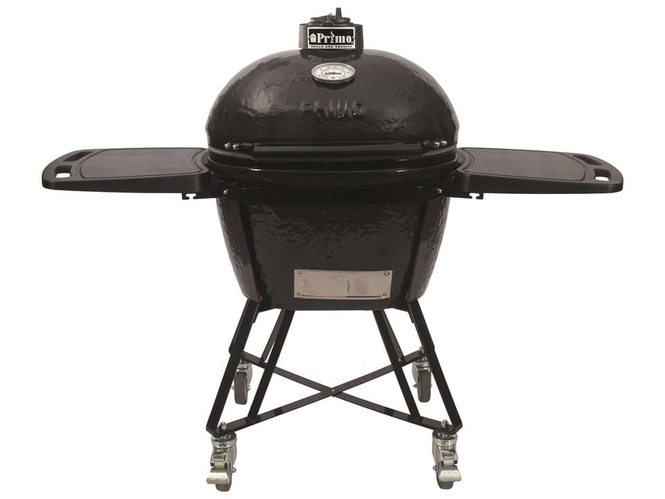 Primo All-In-One Oval LG 300 Ceramic Kamado Grill with Cart and Side Shelves
