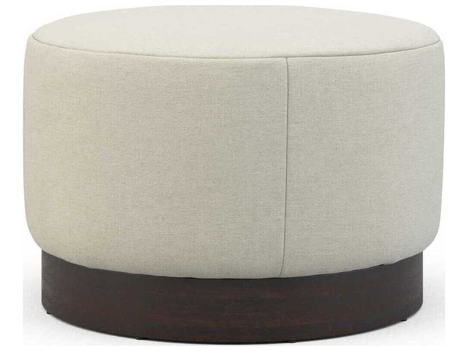 Rami Swivel Ottoman in Beige Fabric Upholstery