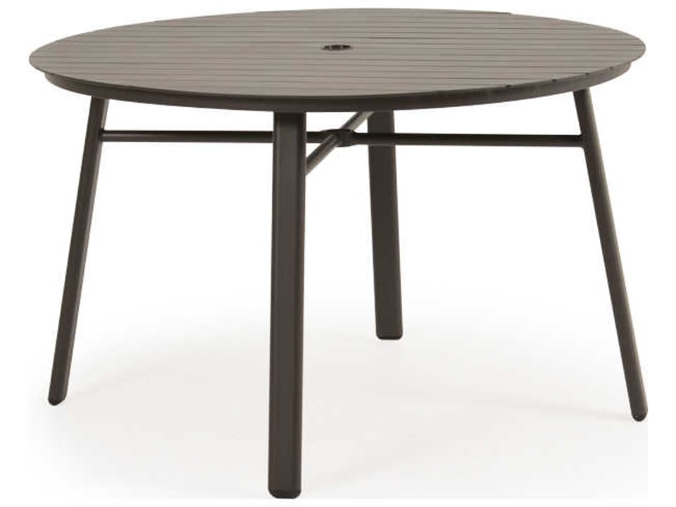 Sandoval 48 Inch Round Aluminum Slat Table Top with Umbrella Hole