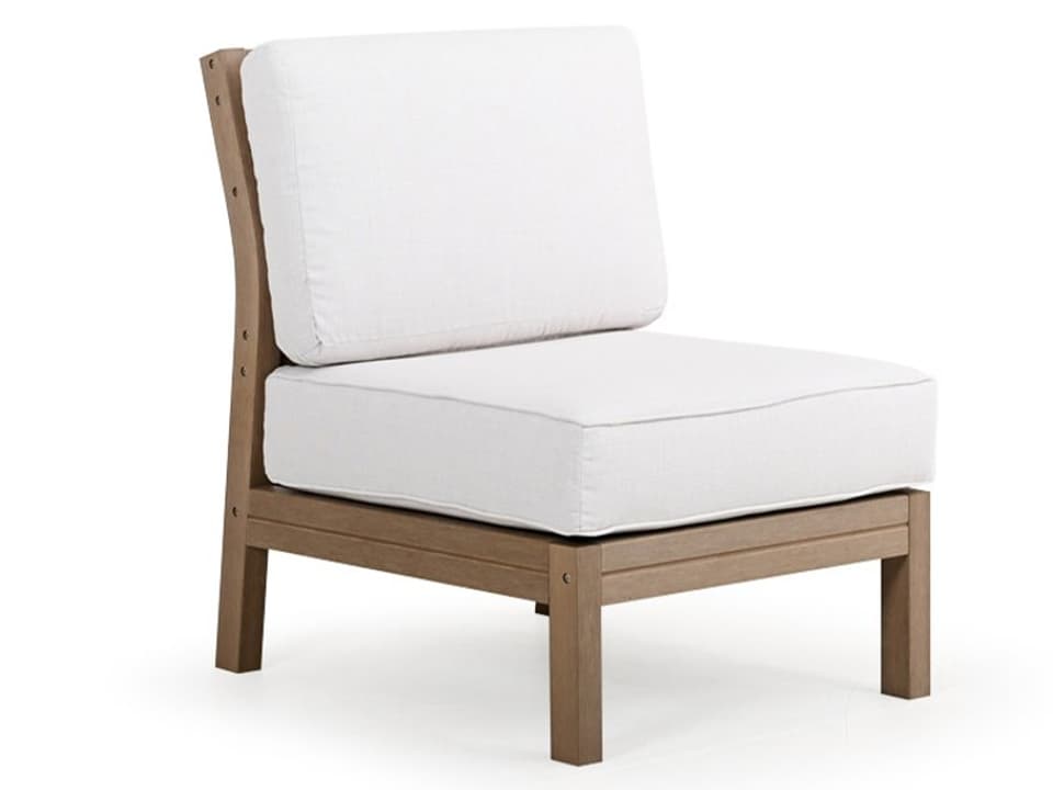 Miramar Faux Wood Outdoor Lounge Chair with Cushions in Vintage Walnut