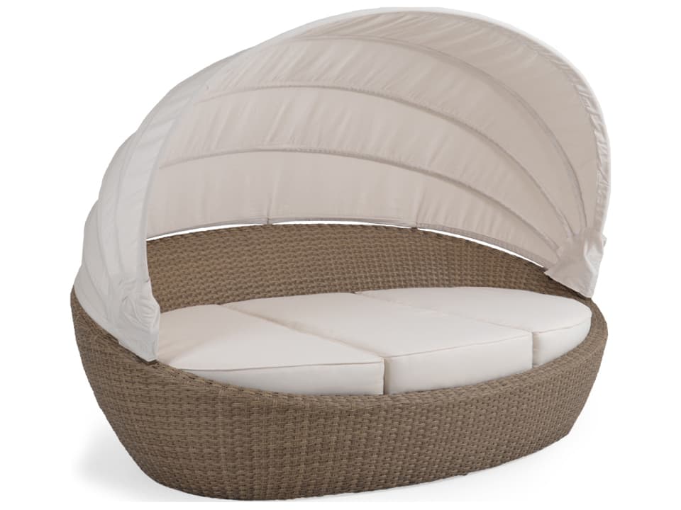 Seaside Outdoor Wicker Day Chaise with Canopy