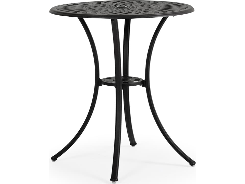Oxford Cast Aluminum Weathered Black Round Patio Counter Table with Umbrella Hole