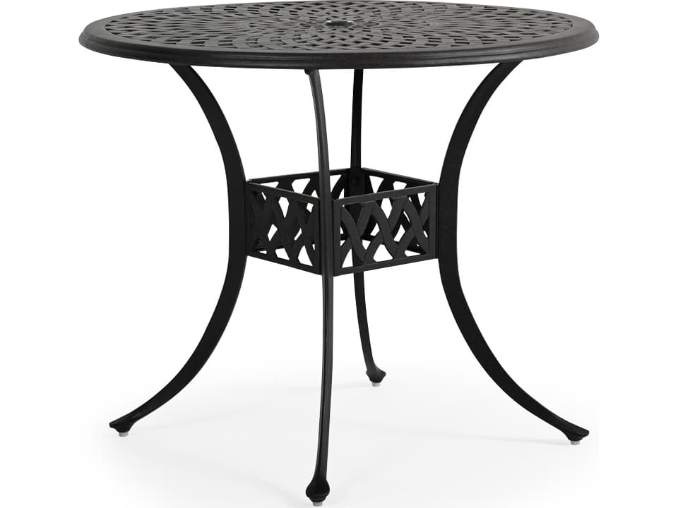 Oxford Cast Aluminum Weathered Black Round Outdoor Counter Table with Umbrella Hole