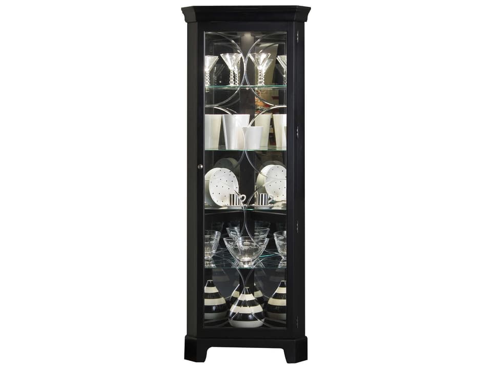 PFC Curios Corner Curio Cabinet Oxford Black Finish