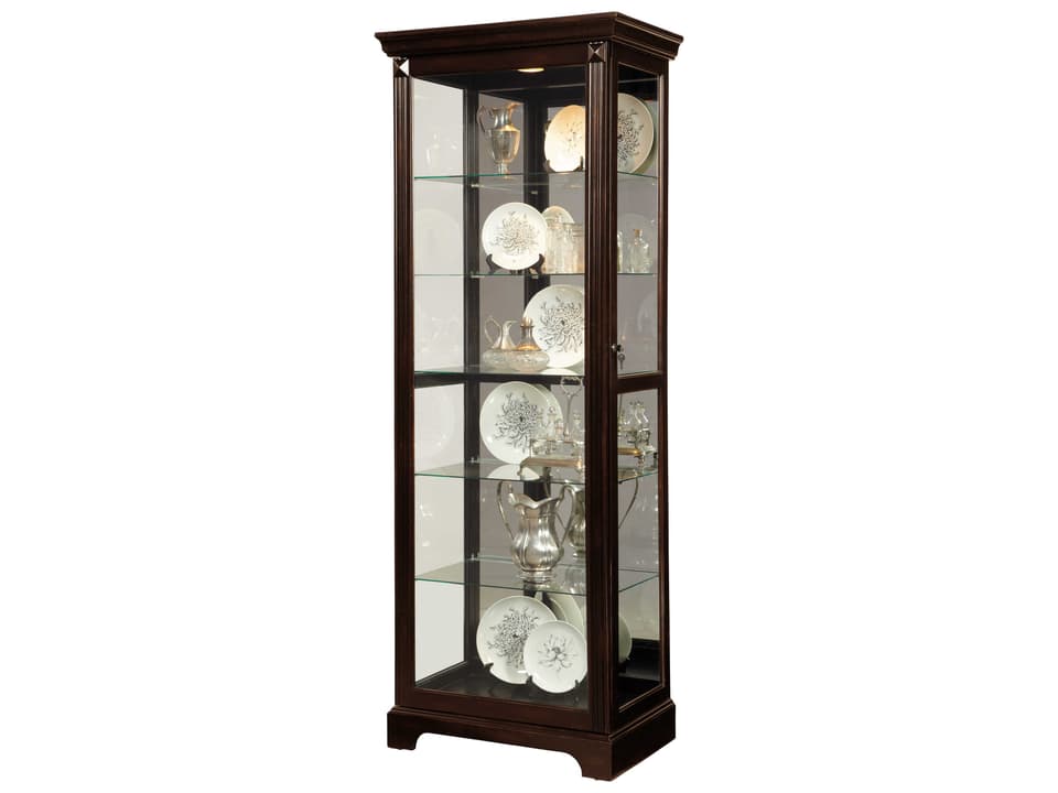 Furniture PFC Curios Two Way Sliding Door Curio Cabinet in Dark Cherry Brown