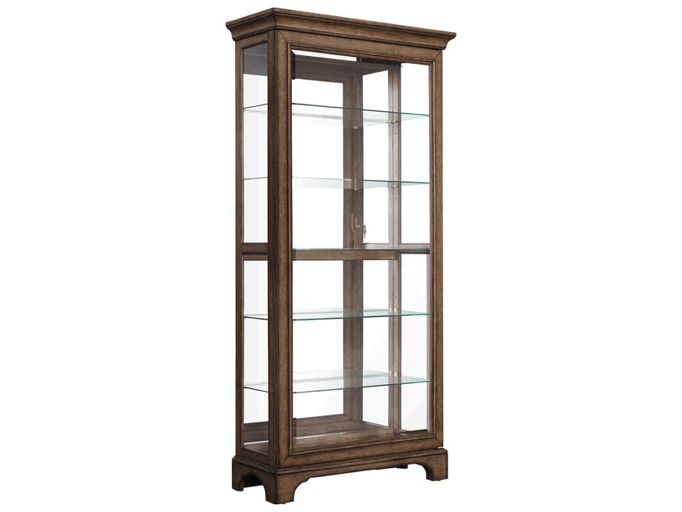 Accents Traditional Sliding Door Curio Cabinet with Glass Shelves and LED Light