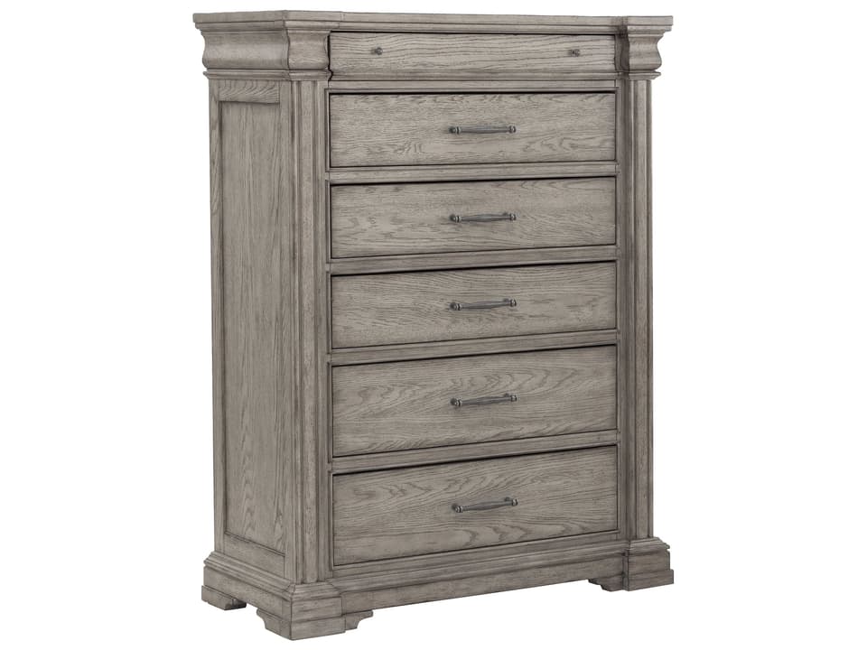 Madison Ridge 6-Drawer Chest in Bluff Grey with Oak Veneers