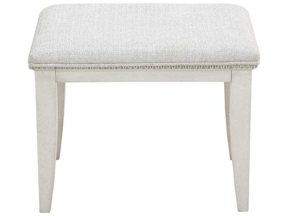 Camila Upholstered Vanity Stool in Cream with Egg-and-Dart Molding