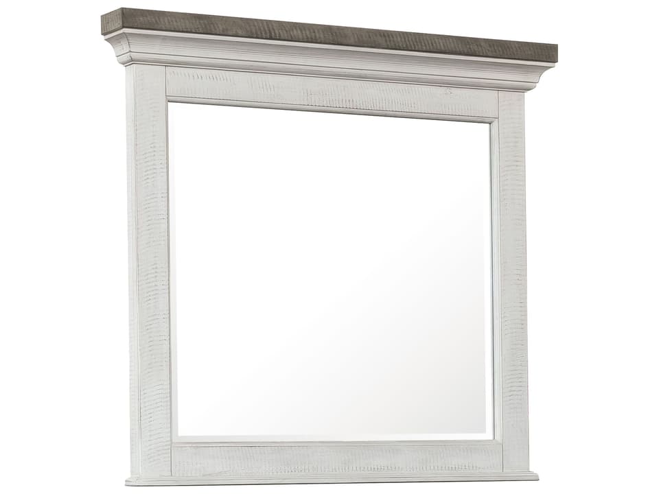 Valley Ridge Distressed White Dresser Mirror Rectangular