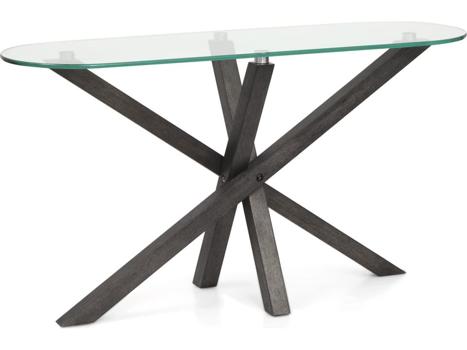 Jax Oval Glass Carbon Shadow And Chrome Console Table