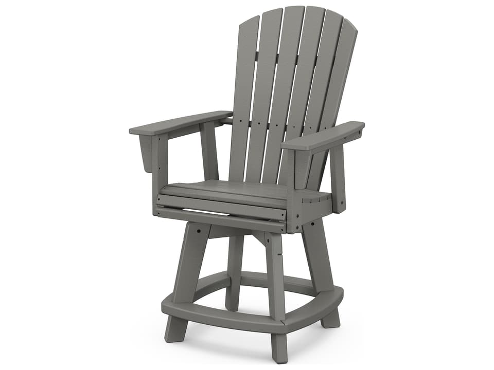Nautical Recycled Plastic Adirondack Swivel Patio Counter Chair