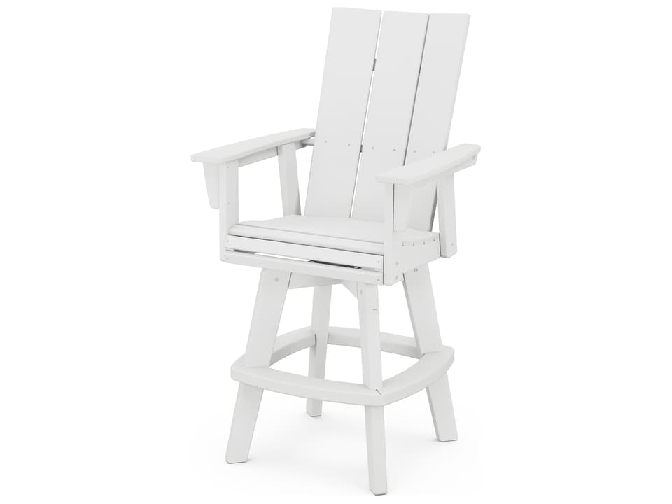 POLYWOOD Modern Curveback Adirondack Swivel Bar Chair