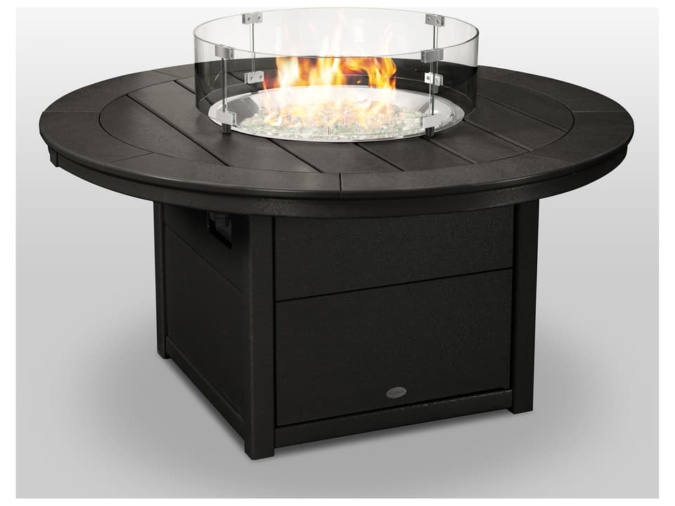POLYWOOD 48 Inch Round Recycled Plastic Fire Pit Table