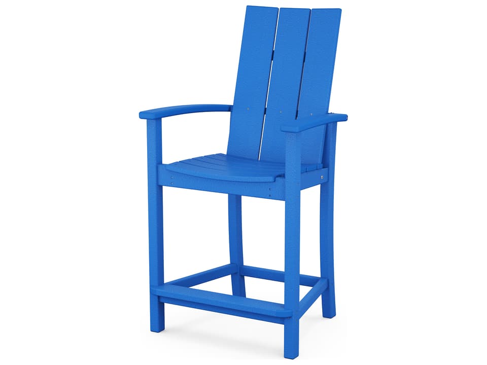 POLYWOOD Modern Adirondack Recycled Plastic Counter Chair