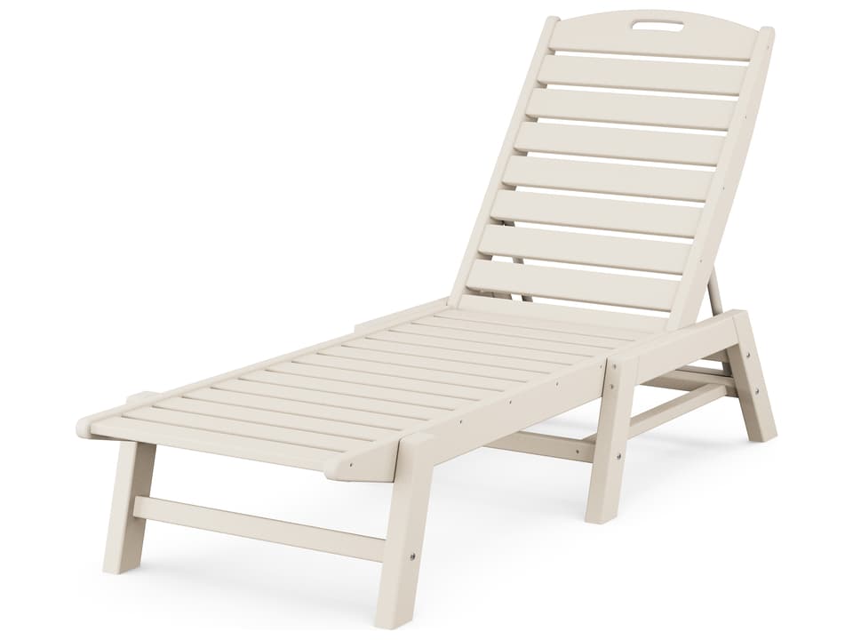 Nautical Recycled Plastic Armless Stackable Outdoor Patio Chaise Lounge