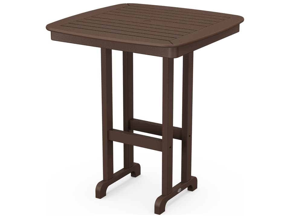Nautical Recycled Plastic Square Outdoor Patio Bar Table