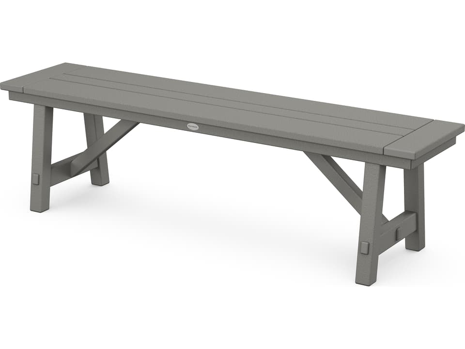 Rustic Farmhouse 61-Inch Recycled Plastic Backless Bench in Slate Grey