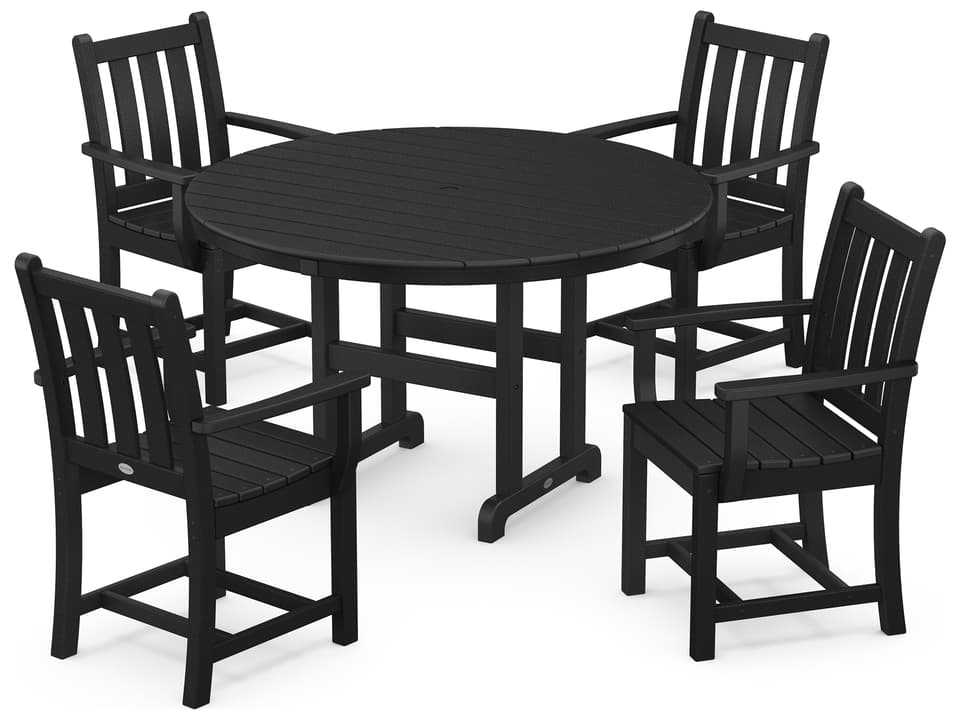 POLYWOOD Traditional Garden 5-Piece Round Outdoor Dining Set All-Weather Recycled Plastic
