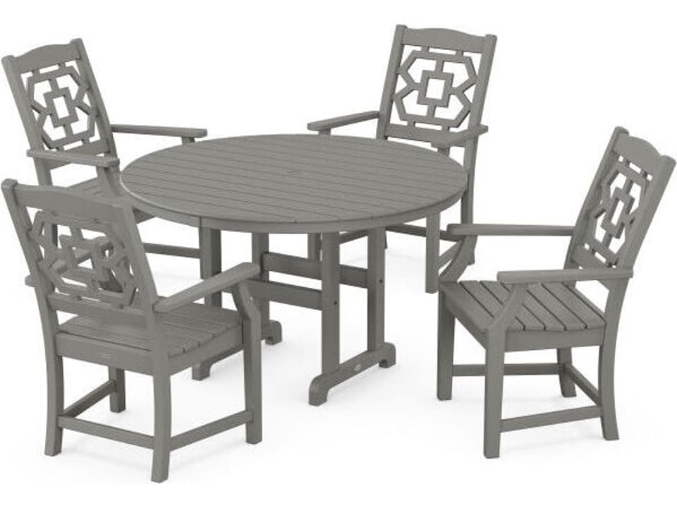 Martha Stewart Chinoiserie 5-Piece Round Farmhouse Patio Dining Set