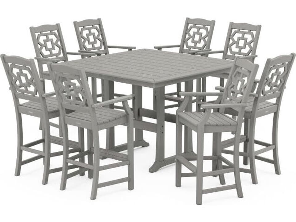Martha Stewart Chinoiserie 9-Piece Square Bar Set with Trestle Legs