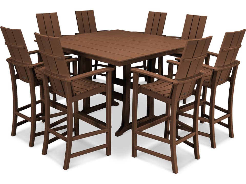 POLYWOOD Modern Recycled Plastic 9 Piece Bar Dining Set