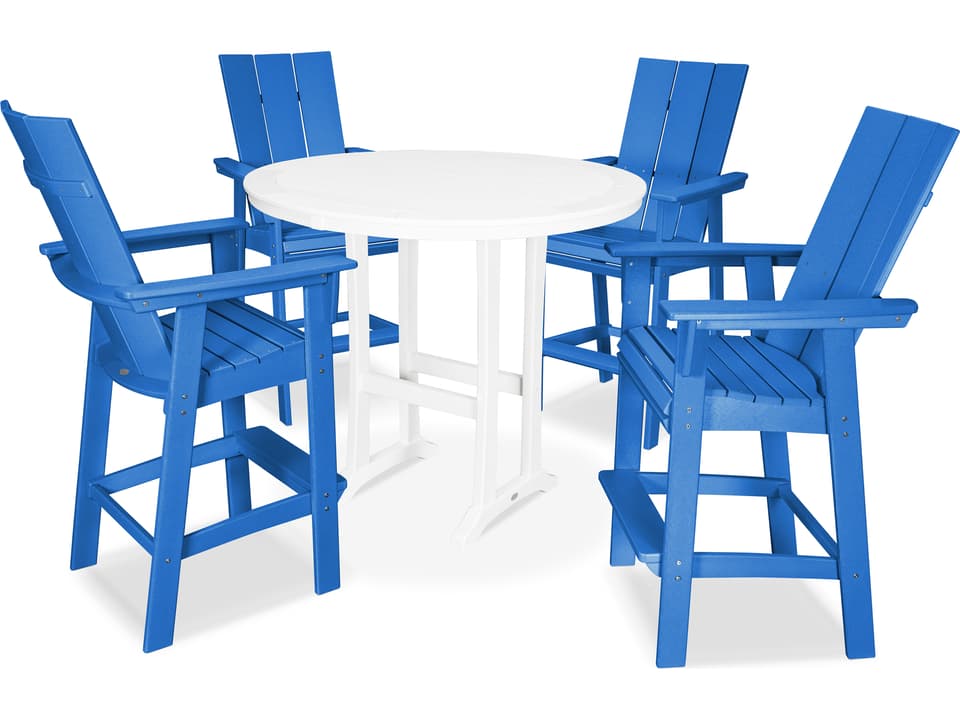 POLYWOOD Modern Recycled Plastic 5 Piece Nautical Trestle Bar Set