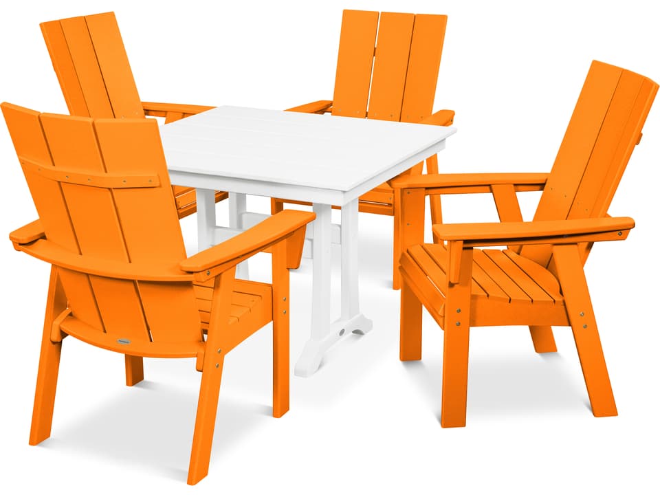 POLYWOOD Modern Recycled Plastic 5 Piece Farmhouse Patio Dining Set