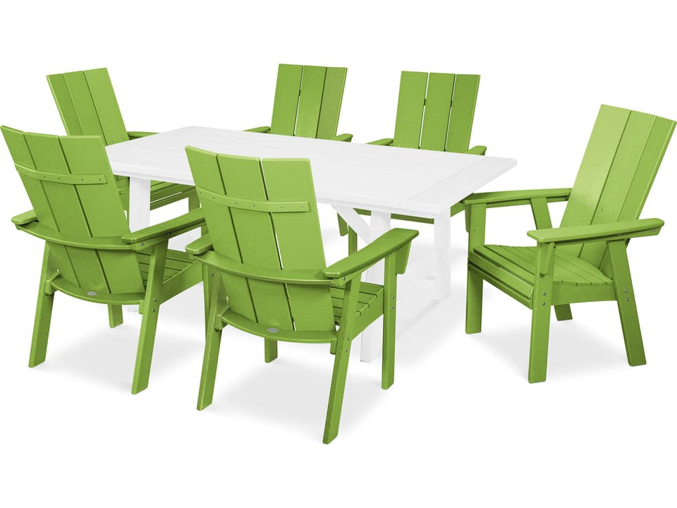 POLYWOOD Modern Recycled Plastic 7 Piece Rustic Farmhouse Dining Set