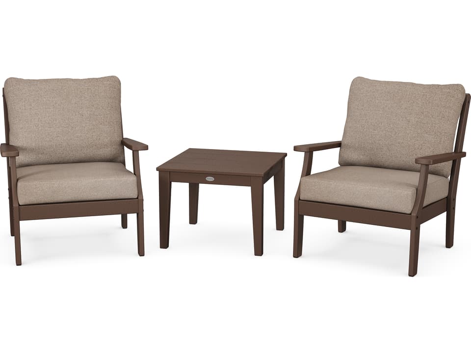 Braxton Recycled Plastic 3 Piece Deep Seating Outdoor Lounge Set