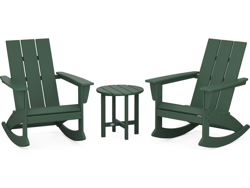 POLYWOOD Modern Recycled Plastic 3 Piece Patio Lounge Set