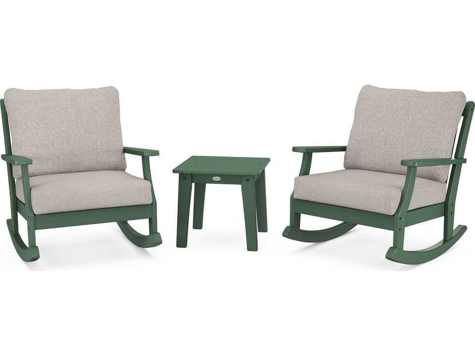Braxton Recycled Plastic Deep Seating 3 Piece Patio Lounge Set