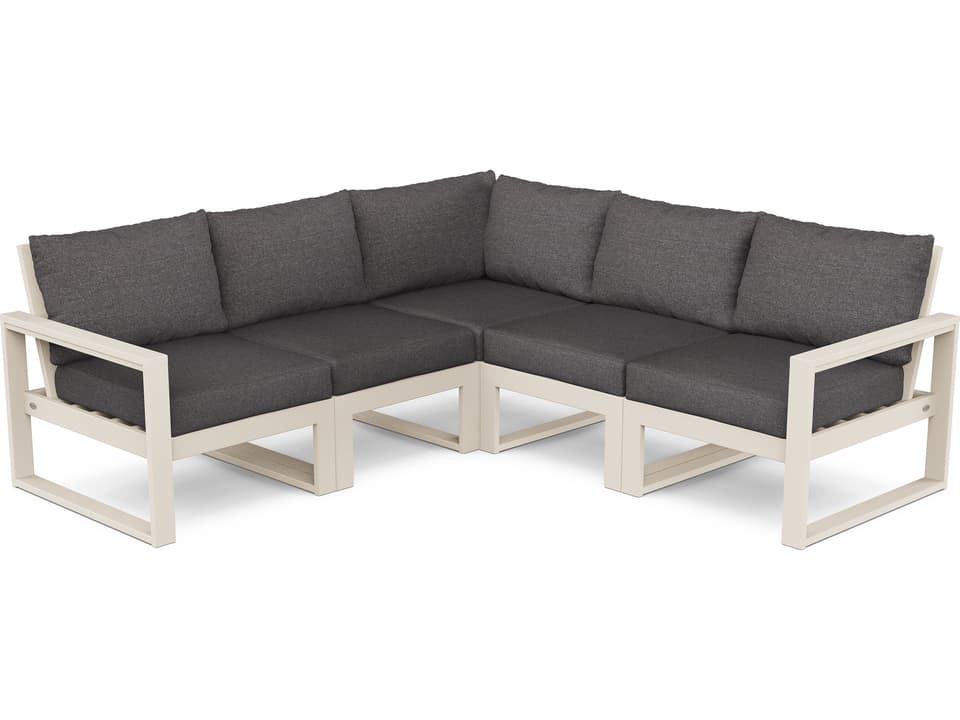 Edge Recycled Plastic Deep Seating 5 Piece Sectional Outdoor Patio Lounge Set