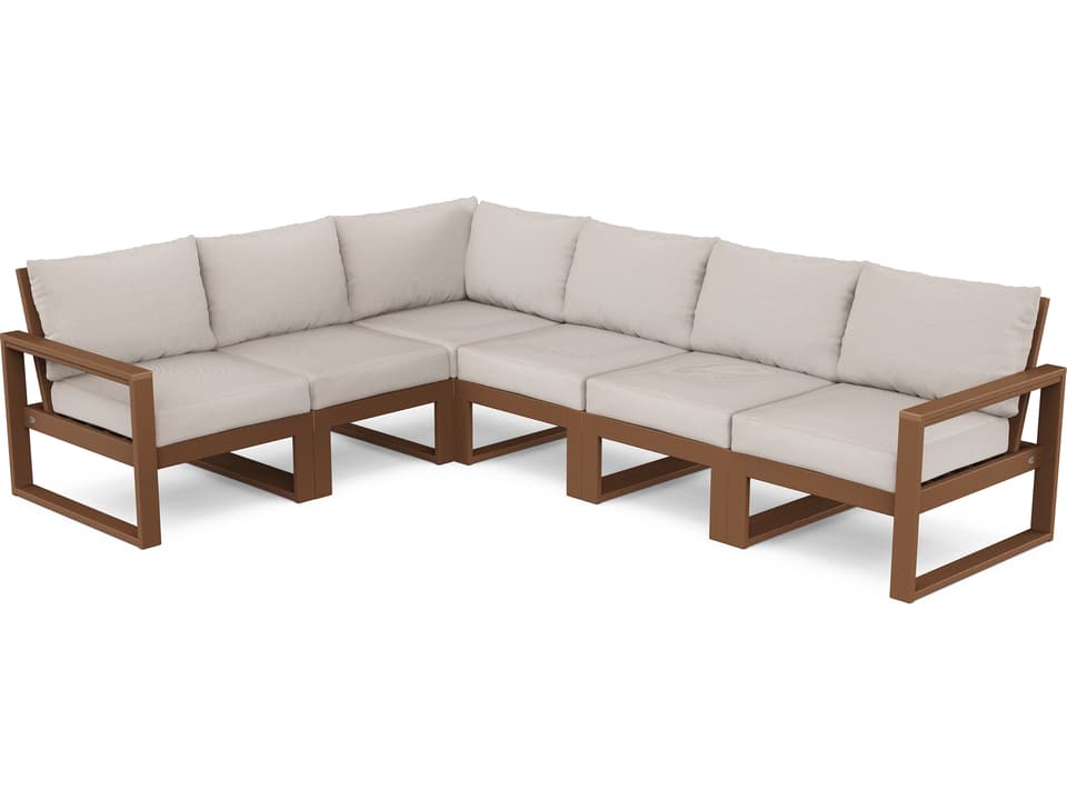 Edge Recycled Plastic Deep Seating 6 Piece Sectional Patio Lounge Set