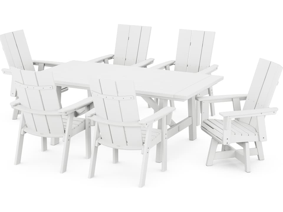 POLYWOOD Modern Curveback 7 Piece Recycled Plastic Dining Set