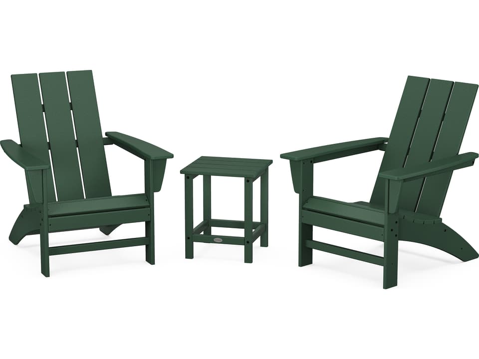 POLYWOOD Modern Recycled Plastic 3 Piece Adirondack Lounge Set
