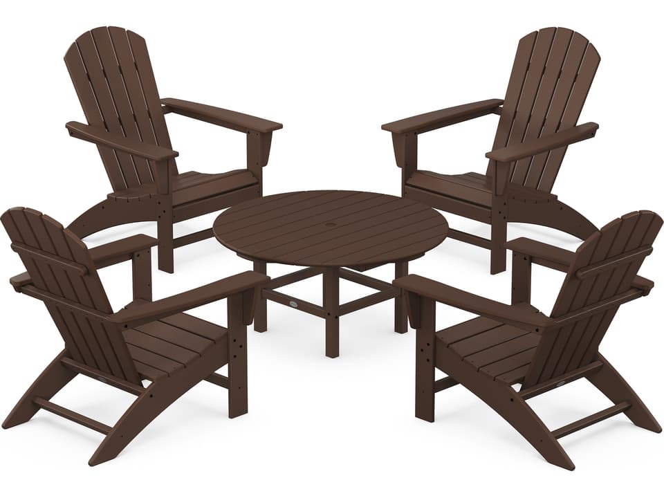 Nautical Recycled Plastic 5 Piece Adirondack Outdoor Patio Lounge Set