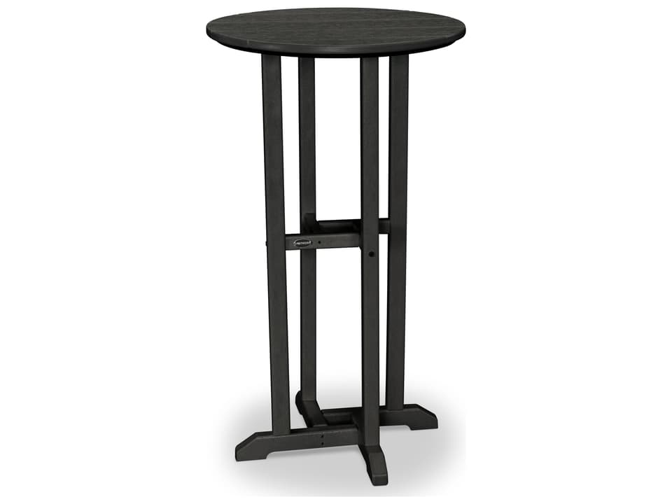 POLYWOOD Traditional 24 Inch Round Recycled Plastic Bar Height Table