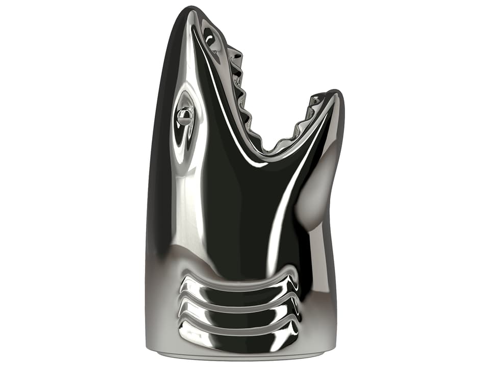 Killer Shark Shaped Umbrella Stand in Metallic Silver