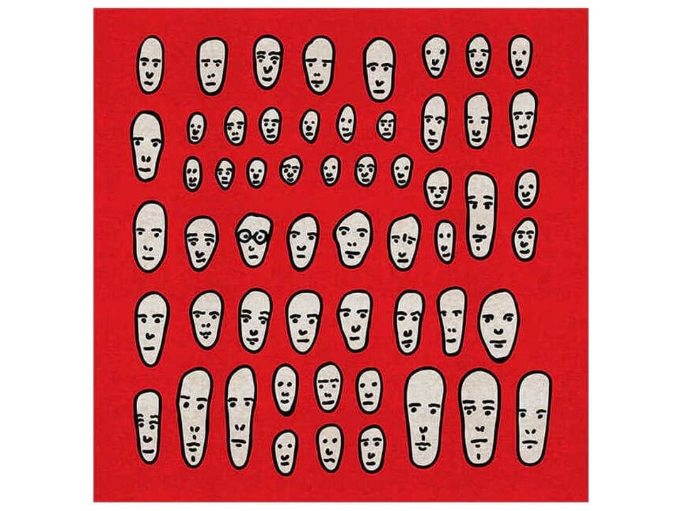 Genetic Tales Faces on Red Graphic Area Rug