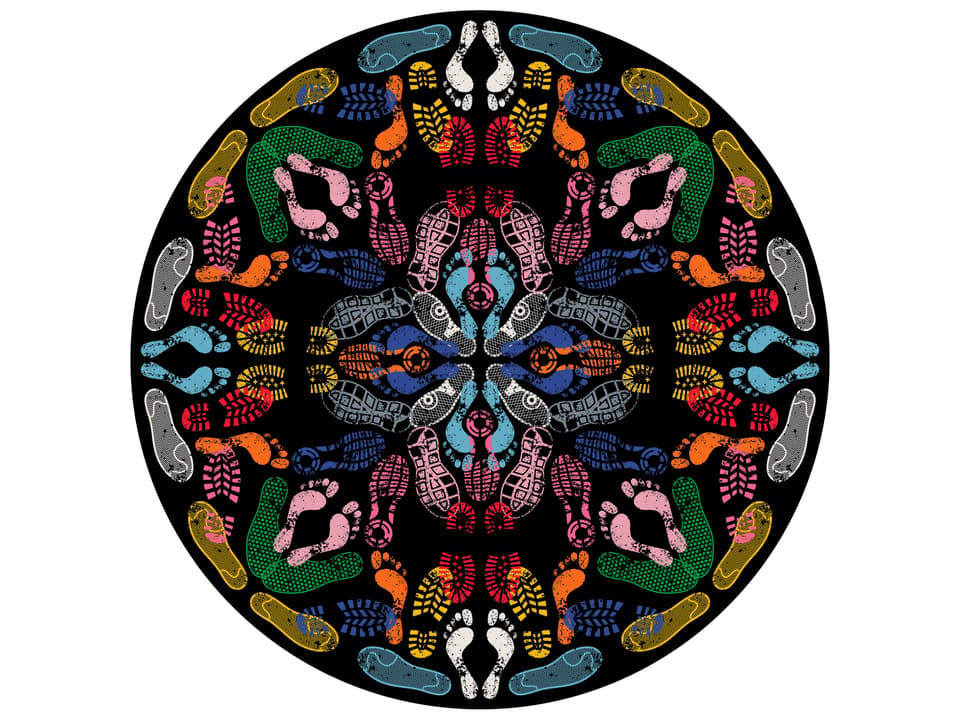Let's Dance Human Traces 79-Inch Round Area Rug Dark Traces