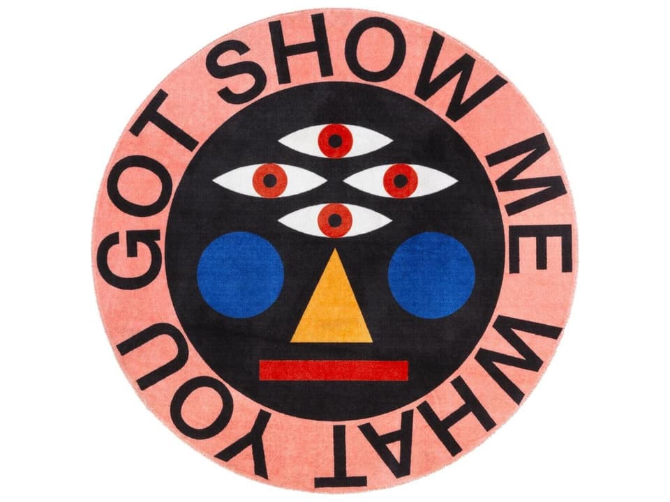 Oggian Show Me What You Got Round Graphic Area Rug