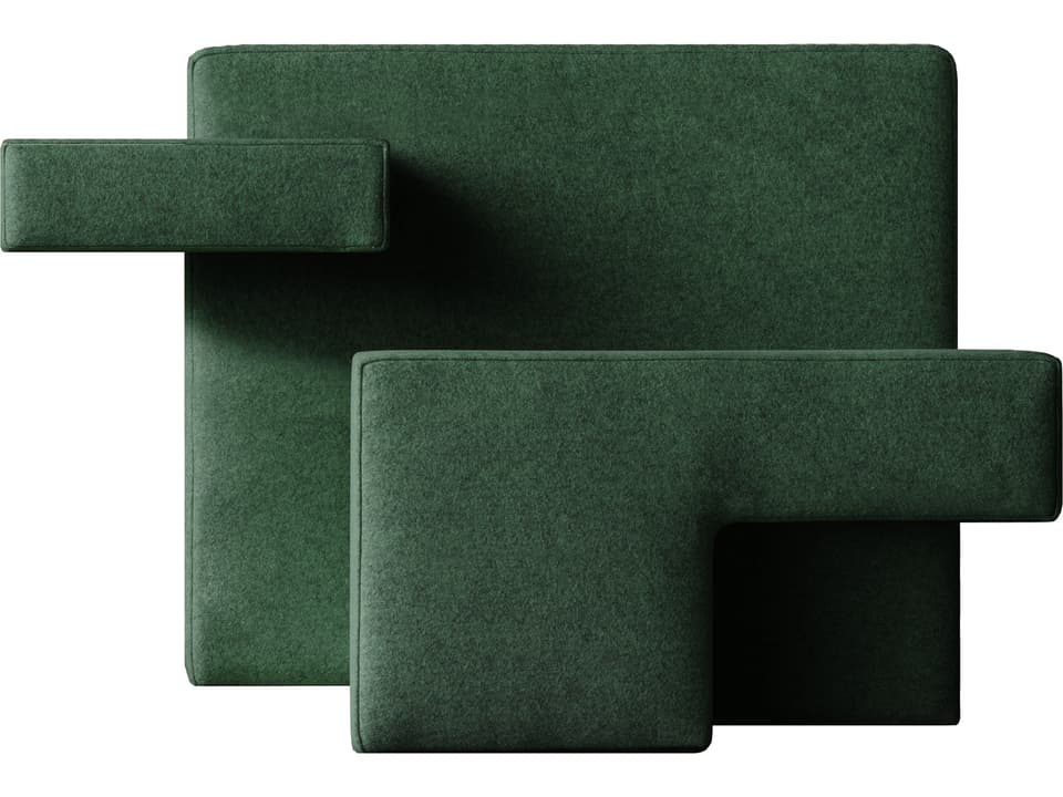 Primitive Geometric Accent Chair in Dark Green Melange Wool