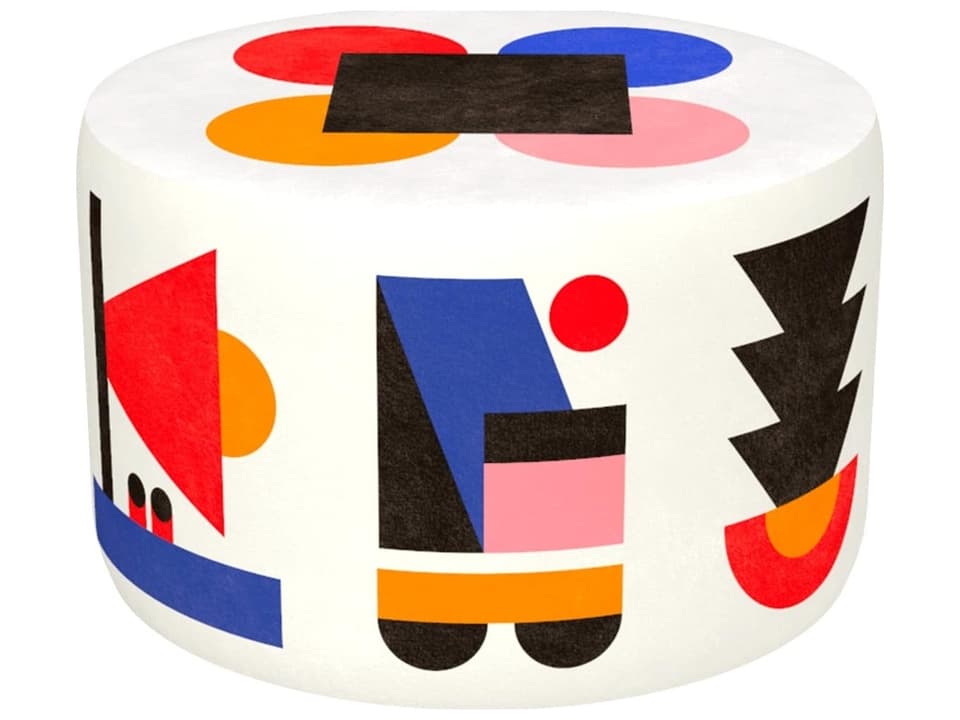 Oggian Home Design Pouf in White Upholstered Polyester
