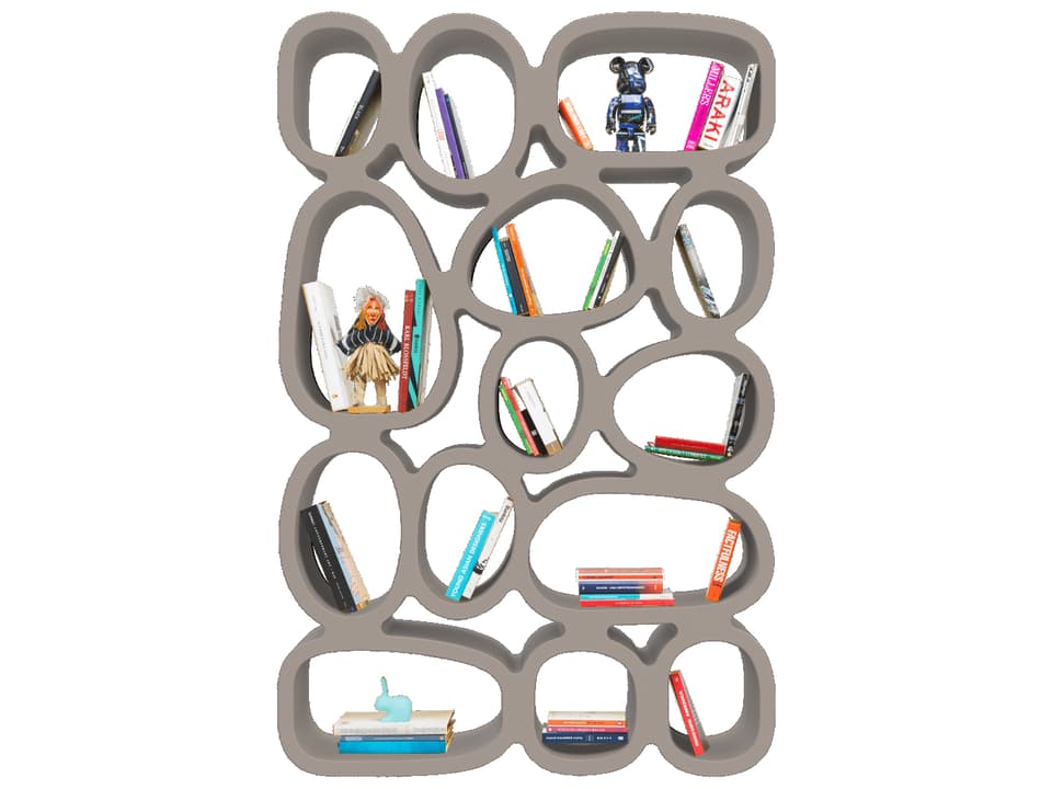 Koibuchi Bookcase in Dove Grey Recyclable Polyethylene by Stefano Giovannoni