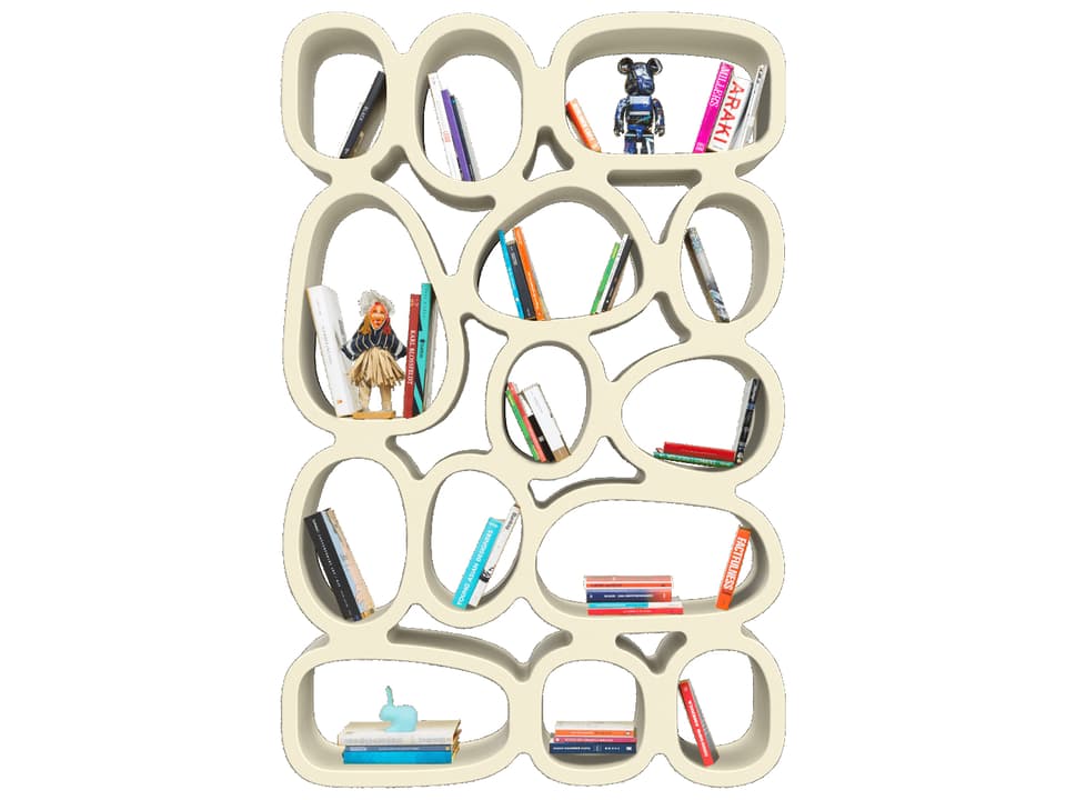 Koibuchi Ivory Bookcase With Recyclable Polyethylene And Wall-Mount Kit By Stefano Giovannoni