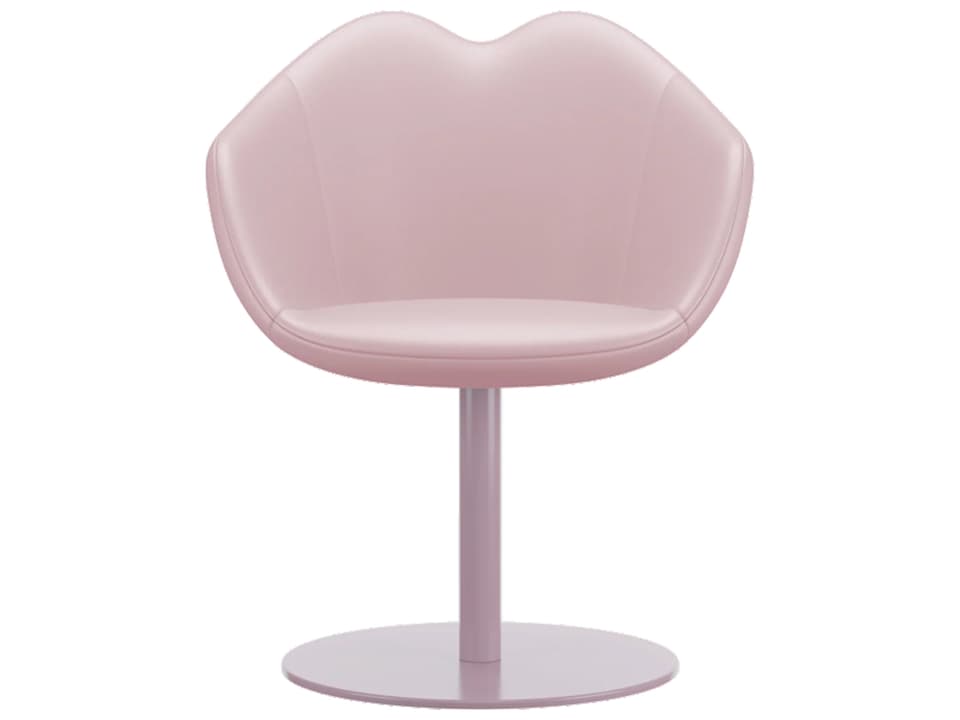 XOXO Pink Leather Dining Armchair With Four Legs by Nika Zupanc